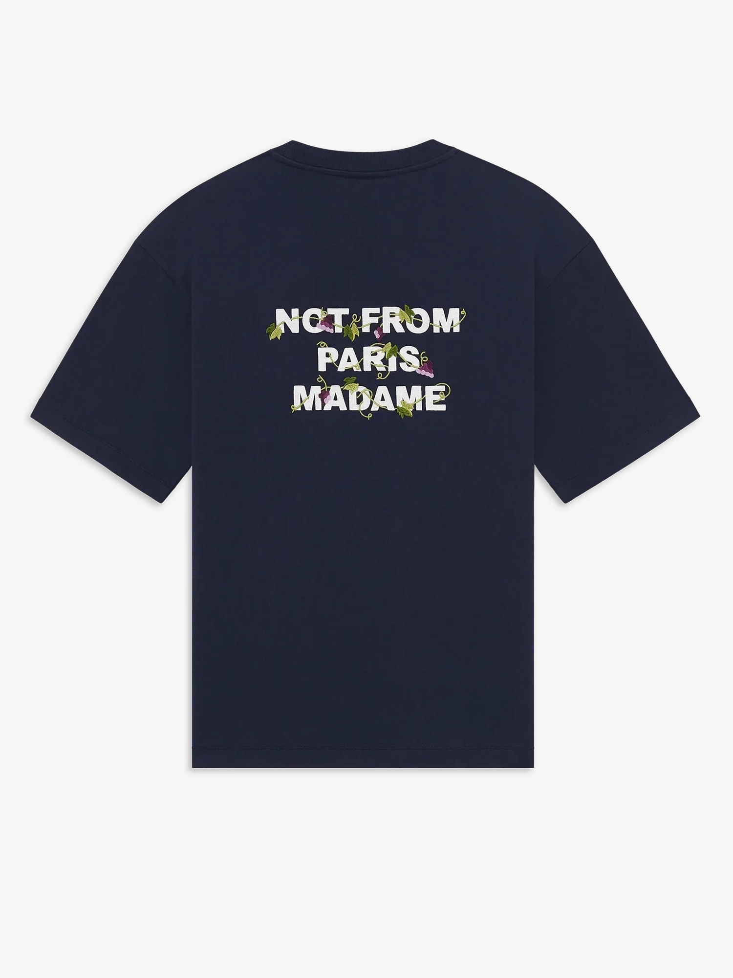 DRÔLE DE MONSIEUR — Футболка Vine Embroidered Slogan Tee Navy