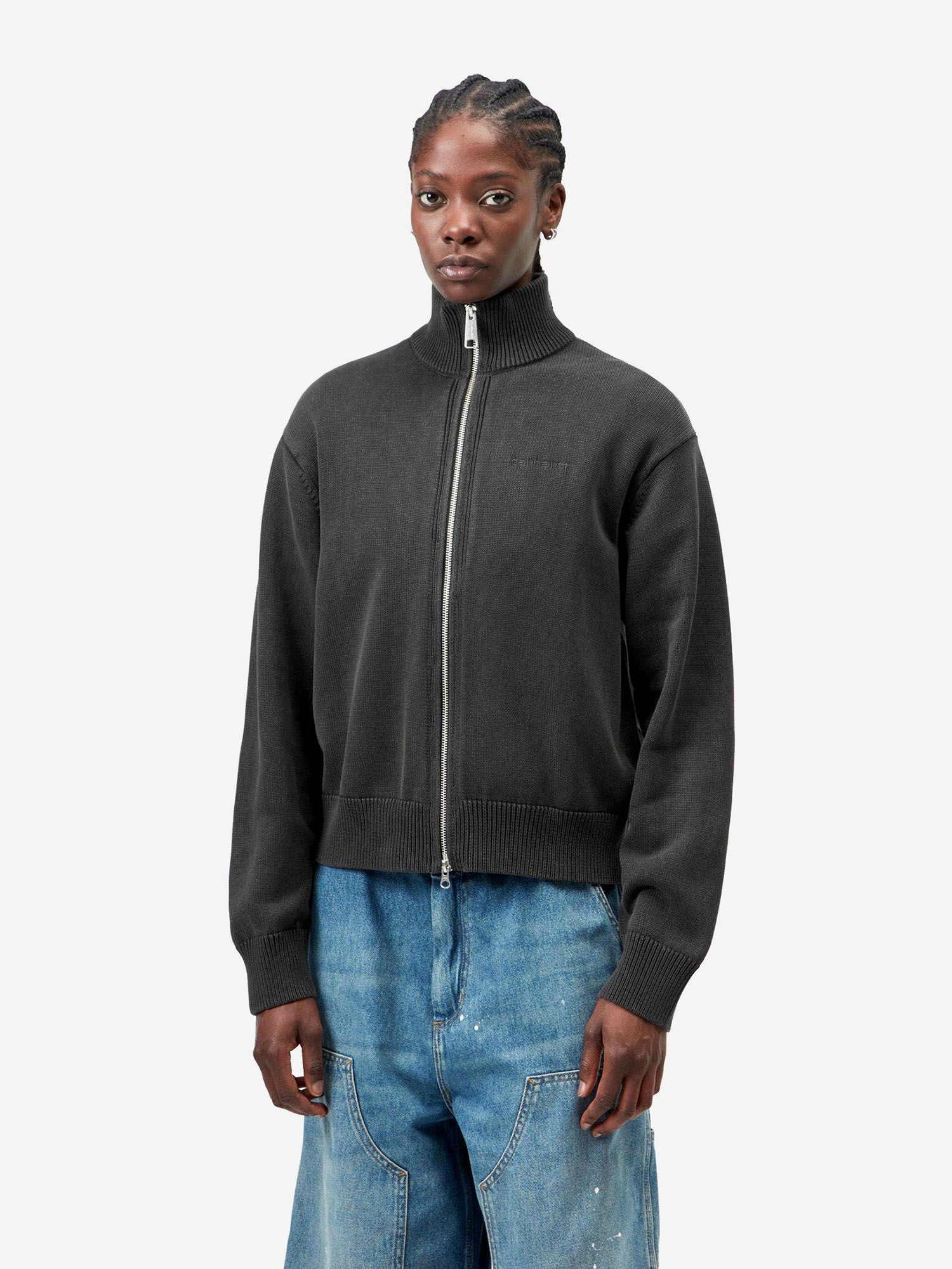 CARHARTT WIP — Свитер вязаный Zip W Kori Sweater Black (Garment Dyed)