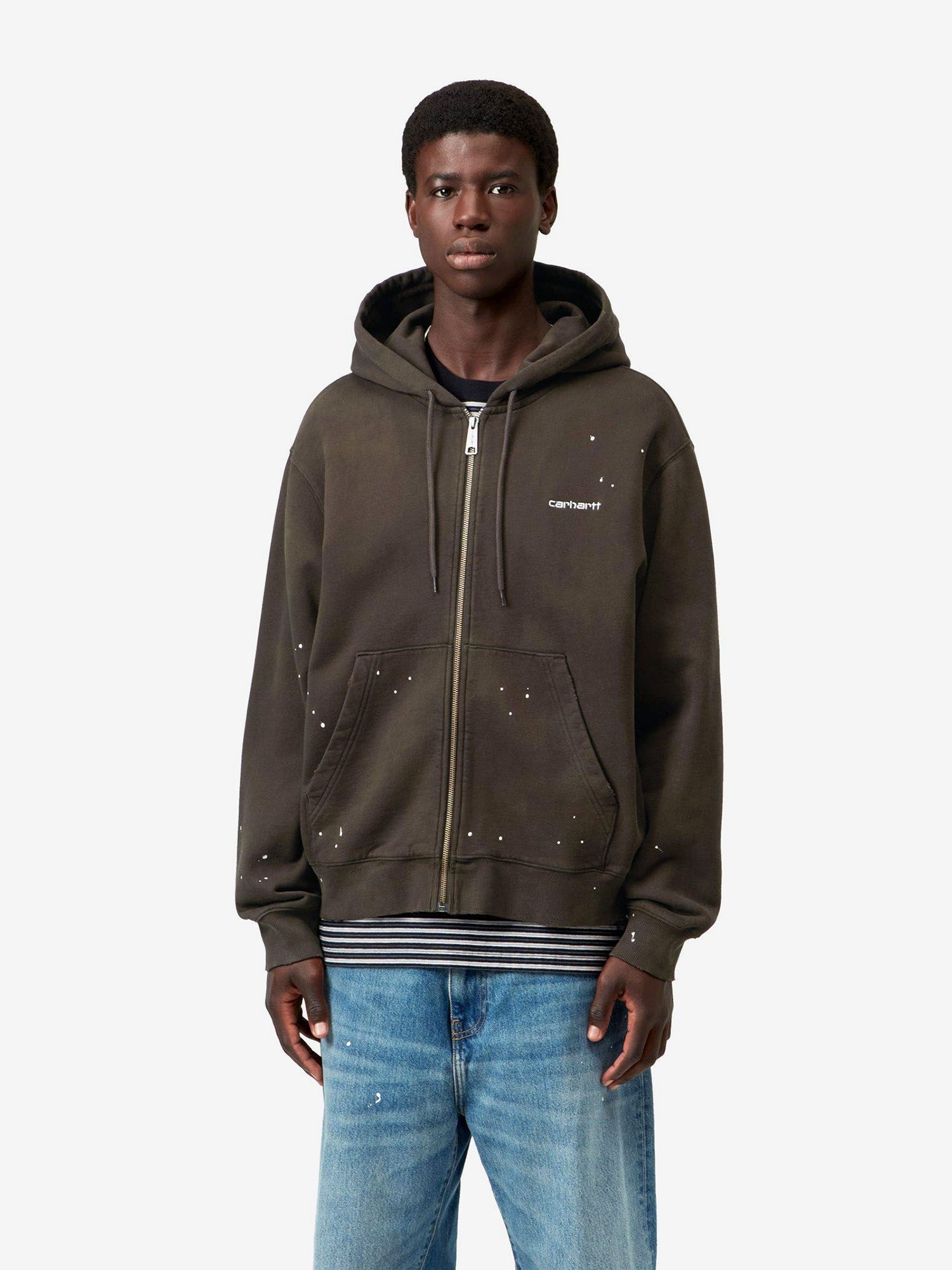 CARHARTT WIP — Худи Painter Zip Tobacco (Destroy Wash, Splatter)