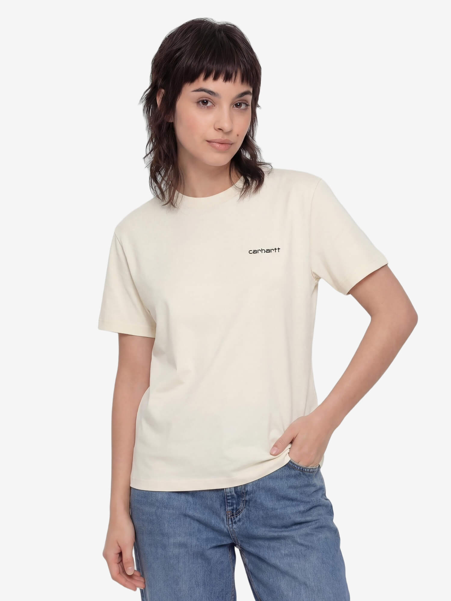 CARHARTT WIP — Футболка W' Script Embroidery Cinnerus/Cozy Purple
