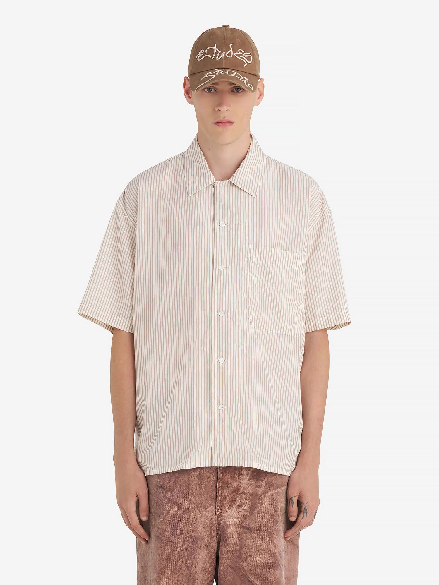 ÉTUDES STUDIO — Рубашка Camp Collar Shirt Striped Off White