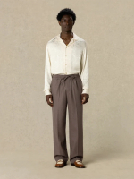 DRÔLE DE MONSIEUR — Брюки Elastic Waist Flannel Pant Light Brown