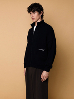 DISSIDENT — Кардиган Stitches Knit Zipper Sweater in Black